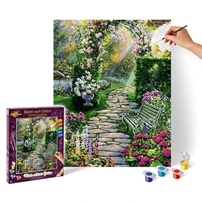 Imagen de Schipper MNZ Mein schöner Garten Flores Pintar por números Mi Hermoso jardín, 40 x 50 cm, Multicolor, (Noris Spiele 609130804)