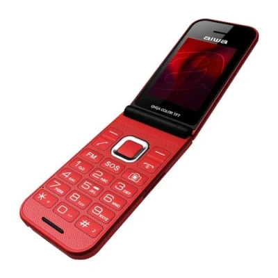 Imagen de Aiwa FP 24RD: Teléfono Móvil Senior 2.4&quot; con Doble Pantalla, Dual SIM, Conexión Bluetooth, 32MB RAM + 32 MB ROM, microSD, diseño Slim, Rojo