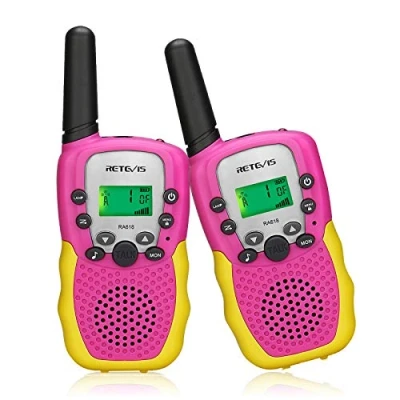Imagen de Retevis RA618 Walkie Talkie Niño, Regalos 6 12 Años Niñas y Niños, Largo Alcance 8 Canales VOX Linterna 10 Tonos de Llamada para Niños Senderismo (Rosa, 1 Par)