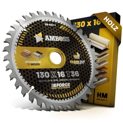 Imagen de Hoja de sierra circular HM 130 x 16 Z36 dientes alternos para madera corte fino. AMBOSS WERKZEUGE® mm compatible con Metabo 4340*. 6311. BHK 01*. 2*. KS 3340 S. 40 Max*