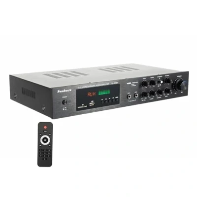 Imagen de Levkitch receptor AV de 5.1 canales con recepción Bluetooth 5.0, amplificador audio estéreo radio FM integrado interfaz SD USB RCA AUX, entrada micrófono dual, para
