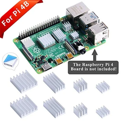 Imagen de GeeekPi 8PCS Disipadores de Calor para Raspberry Pi 4 Modelo B, Aluminio con Cinta Adhesiva Conductora Térmica 4B