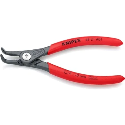 Imagen de Knipex Alicate de precisión para arandelas exteriores ejes gris atramentado, recubiertos plástico antideslizante 130 mm (cartulina autoservicio/blíster) 49 21 A01 SB