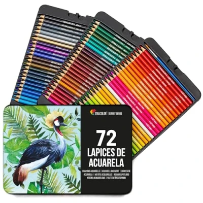 Imagen de Zenacolor 72 Lapices Acuarelables Pincel y Maletin de Metal Kit Lápices Colores Únicos Coloreado para Adultos, Niños, Artistas Principiantes Expertos