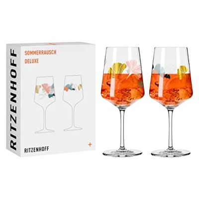 Imagen de Ritzenhoff 2841018 Juego de 2 vasos aperitivo Sprizz 500 ml serie Summer Rush Deluxe con motivo ginko Made in Germany