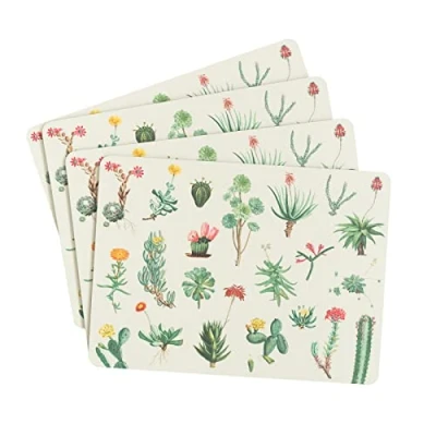 Imagen de Grupo Erik Salvamantel Botanical Cacti Set de 4 manteles Individuales Bandeja Decorativa rígida, Resistente al Calor y a los rayones Cactus decoración Accesorios Erik, SET4S02