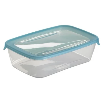 Imagen de Curver 180690 Fresh&#039; N Go Fiambrera hermética de Polipropileno, Rectangular, Color Transparente/Azul, Transparente y Azul, 2L