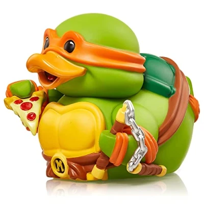 Imagen de TUBBZ Boxed Edition Figura Coleccionable de Pato Goma Vinilo Michelangelo, mercancía Oficial Las Tortugas Ninja Mutantes Adolescentes Videojuegos acción, TV y películas
