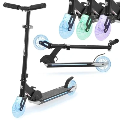 Imagen de HyperMotion Scooter para niños a partir de 5 años, con luces LED, Ice Flash dos ruedas, plegable, carga máxima 50 kg, ruedas goma 125 mm, freno Flex Fender, manillar ajustable en altura