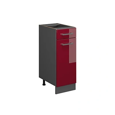 Imagen de Vicco Mueble bajo de Cocina R Line, Rojo Burdeos Alto Brillo/Antracita, 30 cm sin encimera