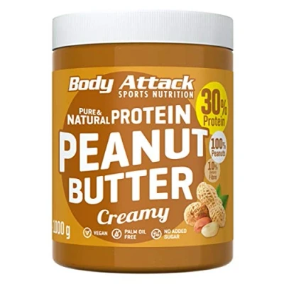 Imagen de Body Attack Peanut Butter Natural 30% Protein Sugar &amp; Fat Free Smooth Creamy 1 kg