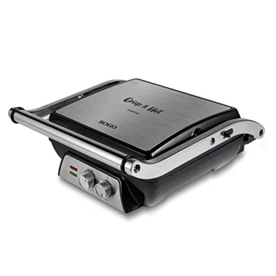 Imagen de SOGO Sandwichera Eléctrica 3 en 1 Grill Plancha de cocina con regulador temperatura y temporizador, Placas Antiadherentes piedra 24x19 cm, Apertura 180º, 2000W (SS 7137)