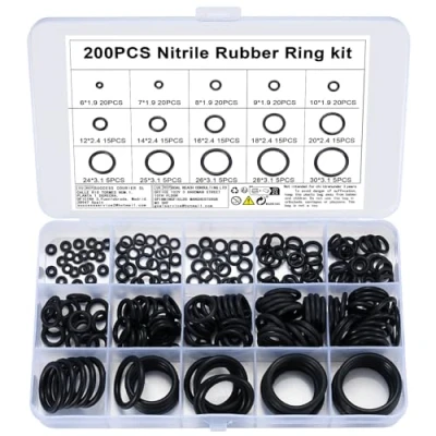 Imagen de Juego de juntas tóricas 200 piezas, arandelas nitrilo goma surtidas, grifo cocina, separadores para grifos mezcladores, fontanería, kit tóricas, 15 tamaños