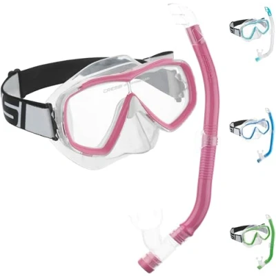 Imagen de Cressi Set Estrella VIP Jr Kit de Snorkeling, Unisex niños, Transparente/Rosa, Uni