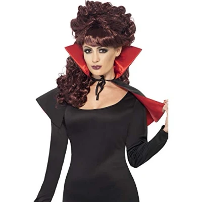 Imagen de Smiffys Minicapa de vampiro, Roja y Negra, con cuello alto