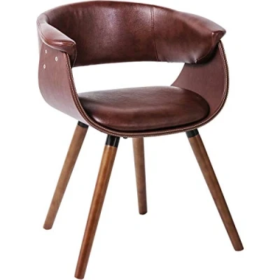 Imagen de Kare Design Sillón Monaco, turrón, vintage, aspecto cuero, patas de madera haya, oficina en casa, salón, comedor, silla estudio, 72x58x47 cm