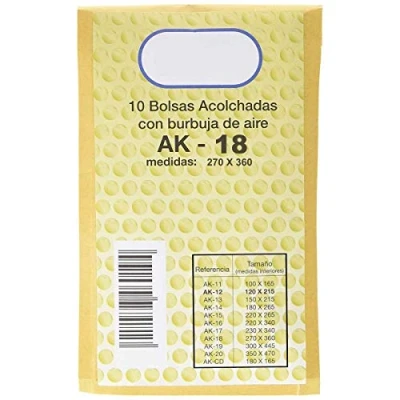 Imagen de Sobres Acolchados PRAXTON Kraft Burbuja, Pack x10 (AK 18 270 x 360 mm)