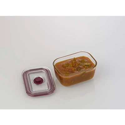 Imagen de JATA HOGAR HREC4200 Recipiente DE Vidrio Templado 500 ML, Acero Inoxidable, Transparente