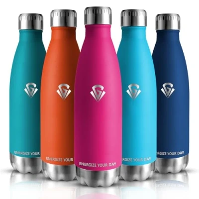 Imagen de Grsta Botella Agua Acero Inoxidable, Termica 500ml, Gimnasio sin BPA, Niños, Cantimplora 0.5l para Gym, Escuela, Deportiva, Ciclismo