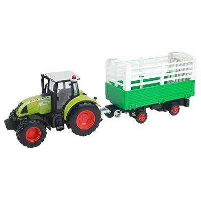 Imagen de Le Monde de La Ferme Tractor CLAAS 540 con camión ganado Granja 027042 1/32 Vehículo rueda libre Verde Metal Juguetes para niños Agricultura A partir 3 años