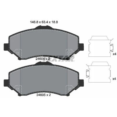 Imagen de TEXTAR 2460401 Juego de pastillas freno con avisador acústico desgaste DODGE: Journey MPV, Nitro SUV, JEEP: Wrangler 3, IV, Cherokee IV