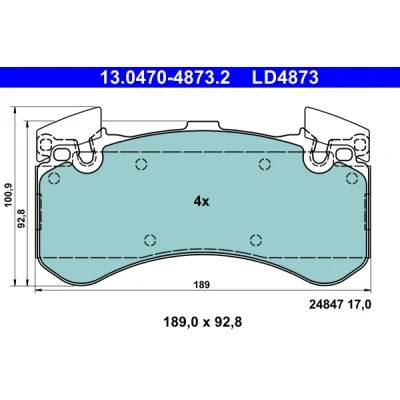 Imagen de ATE 13.0470 4873.2 Juego de pastillas freno preparado para indicador desgaste, excl. contacto avisador desgaste AUDI: A6 C7 Avant