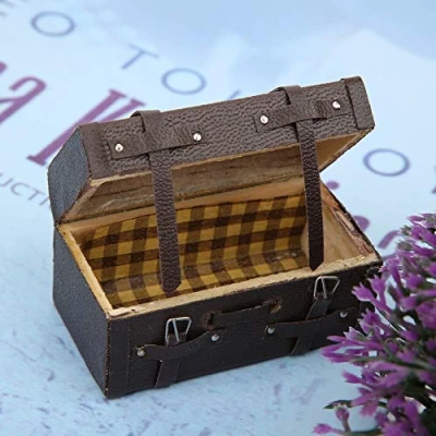 Imagen de 1:12 Miniatura Maleta vintage casa de muñecas Mini estilo clásico retro Accesorio