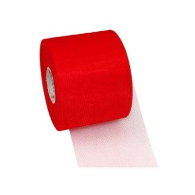 Imagen de PRÄSENT VERONA cinta de decoración color rojo tul, 50 m largo, 72 mm ancho, embalar, decorar, hacer manualidades, envolver regalos, lazo elegante tul para eventos especiales