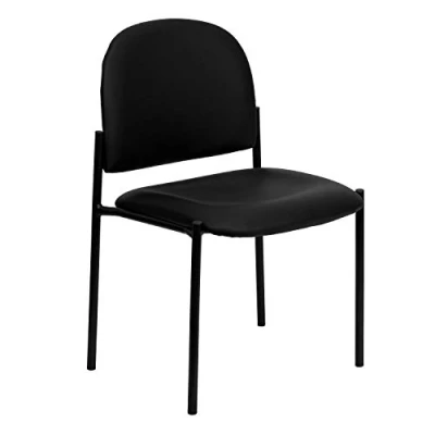 Imagen de Flash Furniture Silla de recepción, cómoda, apilable, acero, vinilo negro, 1 unidad