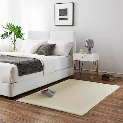 Imagen de Teppich Wölkchen Alfombra de imitación Piel Sala Estar, decoración la Dormir Lavable como Cama, cojín Silla Beige, 140 x 200 cm