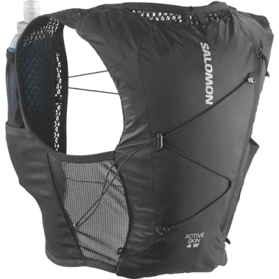 Imagen de Salomon Active Skin 4 Chaleco de Hidratación Trail Running Senderismo MTBcon frascos incluidos, Diseño para Mujer, Sencilla, Negro, XS