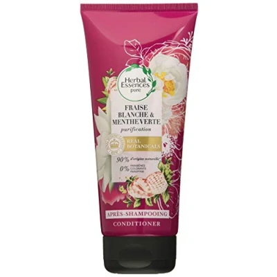 Imagen de Herbal Essences Acondicionador Pure fresa blanca y menta verde purificación, 90% de ingredientes origen natural, sin parabenos, colorantes, siliconas, parafina, lote 200 ml