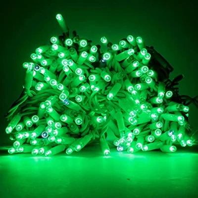 Imagen de Luccika Cadena de luces Navidad LED profesional con MaxiLed para restaurantes hoteles calles y avenidas uso exterior e interior (verde flash blanco hielo, 10 metros 100 LED)