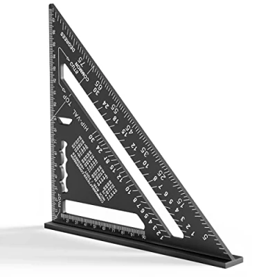Imagen de Newaner 180 mm Escuadra carpintero, Regla Triangular Métrica de Aluminio, Triángulo Carpintería Engrosado 45 90 Grados, Herramientas Carpintero para Medir, Marcar, Cortar (negro)
