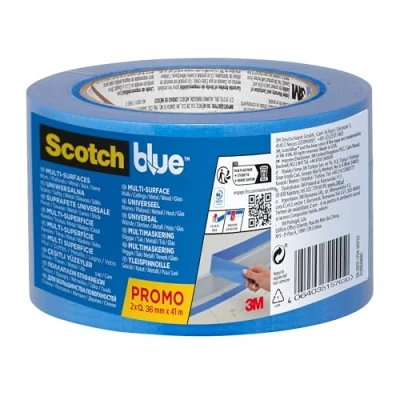 Imagen de ScotchBlue Cinta de enmascarar multisuperficie, 36 mm x 41 m, 2 Rollos/Paquete, 70% PEFC, SGSCH PEFC COC 110078
