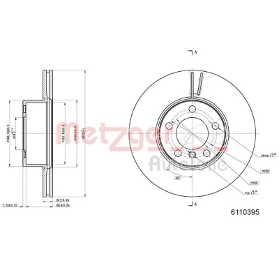 Imagen de METZGER 6110395 Disco de freno Eje delantero 312 24 5 120 ventilación interna barnizado, Lijado en cruz altamente carbonizado BMW: X1, 3 Berlina