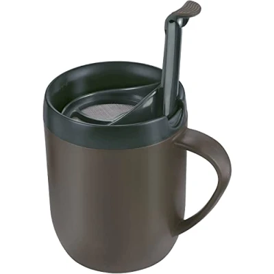 Imagen de Zyliss E990001 Hot Mug Cafetera, Plástico/Silicona, Gris, Taza Café de Viaje Aislada/Filtro Para Molido/Taza Con Tapa/Copa Camping, Apto Lavavajillas