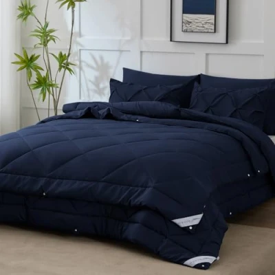 Imagen de WAVVE Edredón Relleno Nórdico Cama 150 4 Estaciones Bedding Reversible Doble 150+300 gr/m² de 240x220 cm Fibra Suave y Antiacaro, Caliente Cómodo Azul Marino