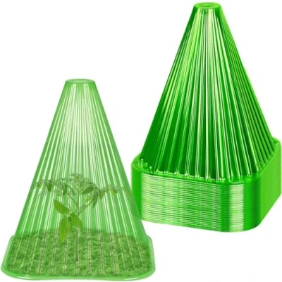Imagen de KAHEIGN 20 Piezas 22CM x 19CM Cubierta de Campana Planta Plástico Mini Invernadero Reutilizable para Protección contra el Sol, Nieve, Heladas, Caracoles, Pájaros, Gallinas, Insectos(Verde)