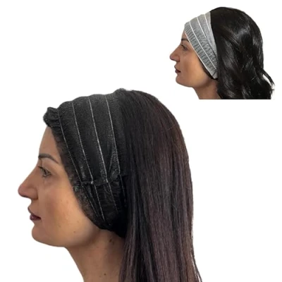 Imagen de AQASKIN 100 Banda elástica de pelo desechable TNT, cintas para la cabeza desechables, esteticista, spa, centros bienestar Negro