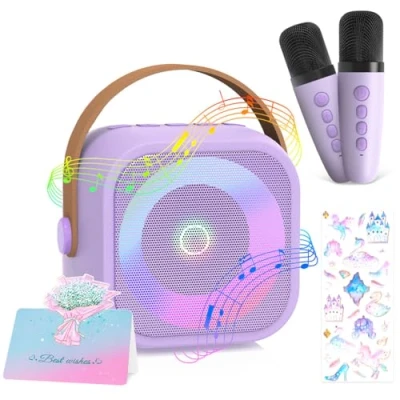 Imagen de TAVADA Karaoke 2 Microfonos Inalambricos,Micrófono Inalámbrico Altavoz,Efectos De Cambio Voz,Microfono Infantil Juguetes Niña para Cantar,Regalo 3 4 5 6 7 8 9 10 11 Años
