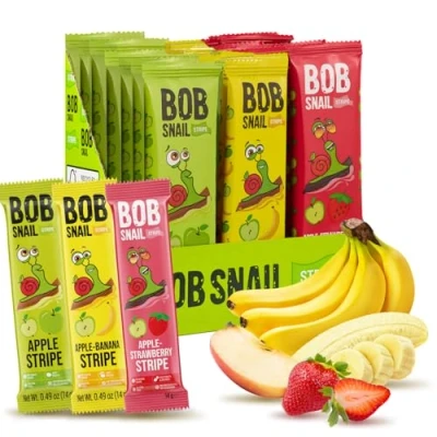 Imagen de Juego de aperitivos para niños adultos 30 frutas saludables, piel con plátano natural fresa y manzana, sin gluten, vegano, no añadir azúcar