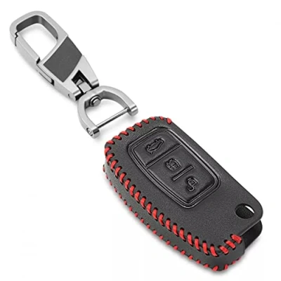 Imagen de Funda de Cuero para Llave Coche, protección remota, Accesorios Llavero Ford Fiesta Focus MK2 Mondeo Kuga Galaxy c MAX s