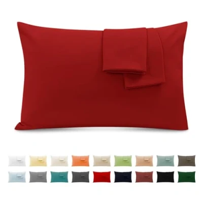 Imagen de Poligino Funda Almohada 100% Algodón 50x70 cm 2 PCS, Juego de Suave Puro Algodón, Sin Cremallera Cepillada con Cierre sobre TórtolaRojo