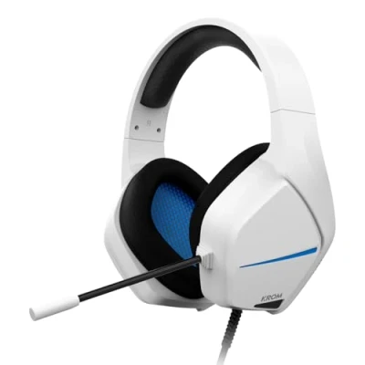 Imagen de KROM KOPA Move White Auriculares 50mm Sonido estéreo, Control Volumen y micrófono Integrado, Diadema Ajustable Ligera, conexión Jack 3,5mm, Blanco