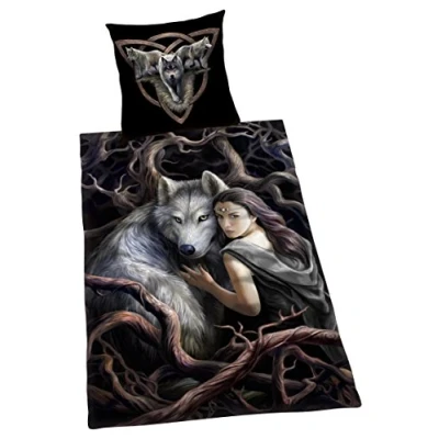 Imagen de Herding Anne Stokes Juego de Ropa Cama Reversible, Funda nórdica 135 x 200 cm y Almohada 80 cm, algodón Reforzado
