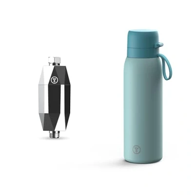 Imagen de Tappwater ShowerPro Diamond y BottlePro Filtro de Ducha con 4 etapas tecnología KDF para Piel Suave Pelo Fuerte + Botella Reutilizable Acero Inoxidable, Libre BPA, 750ml