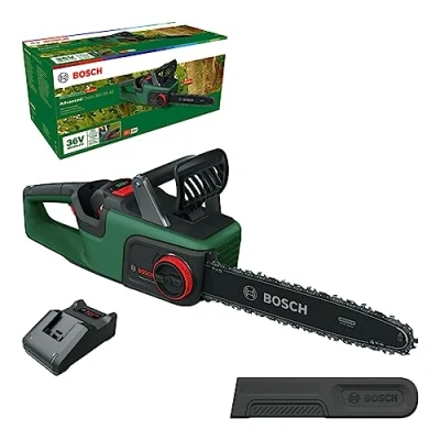 Imagen de Bosch Home and Garden sierra de cadena con bateríaAdvancedChain 36V 35 40 (para cortar madera dura resistente; sistema 36 voltios; velocidad la cadena: 14 m/s; 1 batería 2 Ah y cargador)