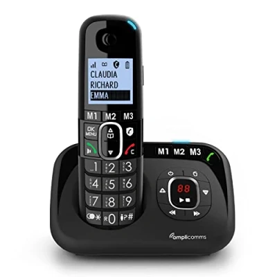 Imagen de Amplicomms BigTel 1580, teléfono DECT inalámbrico con Teclas Grandes, contestador, Audio Boost, Tonos de Llamada potentes, Compatible audífonos, función Bloqueo Llamadas