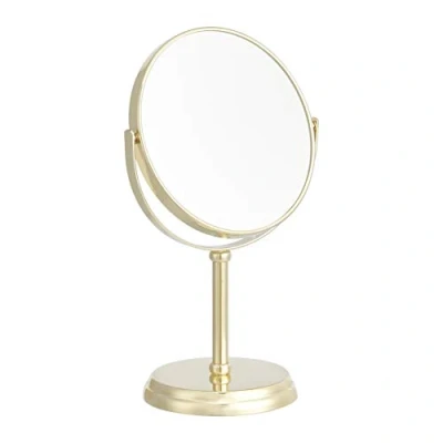 Imagen de Amazon Basics Redondo Montaje en Mesa, Vanity Mirror, 18.3 x 12.5 30 cm, Dorado, 7.2 L 4.92 W centímetros